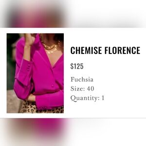 Sezane Florence Shirt Fuchsia - Size 40